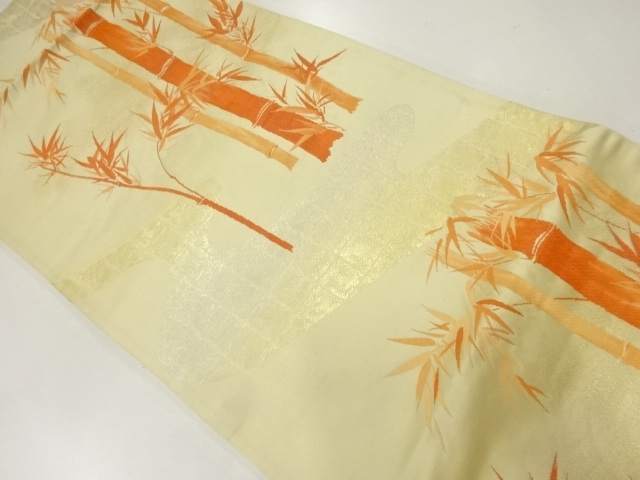 アンティーク　竹笹模様織出し袋帯（材料）